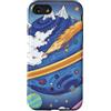 Kidcore Cartoon Style Solar System Gifts Custodia per iPhone SE (2020) / 7/8 Blue Cosmic Planet Rocket Planets, graziosa opera d'arte spaziale retrò