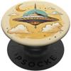 Extraterrestrial Flying Saucer Gifts Retro UFO Luna Nuvole Vintage Fantascienza Spazio Art Giallo PopSockets PopGrip Adesivo