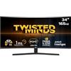 Twisted Minds Monitor da Gioco Fast IPS Display 34'' - Risoluzione 2560 x 1440 QHD, Frequenza Aggiornamento 165 Hz, Rapporto d'Aspetto 21:9, Tempo di Risposta 1ms - Nero (TM34RWA)