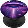 Extraterrestrial Flying Saucer Gifts Viola Vaporwave UFO Cuori Cosmico Spazio Arte PopSockets PopGrip Adesivo