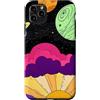 Groovy Hippie Retro Celestial Gifts Custodia per iPhone 11 Pro Max Cosmic Road Pianeti Tramonto Spazio Arte Celeste Boho Hippie