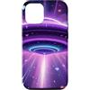 Extraterrestrial Flying Saucer Gifts Custodia per iPhone 12/12 Pro Viola Vaporwave UFO Cuori Cosmico Spazio Arte