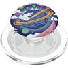 Kidcore Cartoon Style Solar System Gifts Blue Cosmic Planet Rocket Planets, graziosa opera d'arte spaziale retrò PopSockets PopGrip per MagSafe
