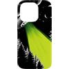 Extraterrestrial Flying Saucer Gifts Custodia per iPhone 14 Pro Nero UFO Verde Alien Beam Foresta Night Art