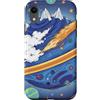 Kidcore Cartoon Style Solar System Gifts Custodia per iPhone XR Blue Cosmic Planet Rocket Planets, graziosa opera d'arte spaziale retrò