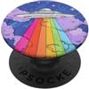 Extraterrestrial Flying Saucer Gifts Cosmic Space Art UFO Alien Abduction Rainbow Beam PopSockets PopGrip Adesivo