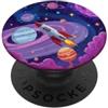 Purple Rocket Astronomy Space Gifts Colorful Rocket Planets Retro Astronomia Spazio Sistema Solare PopSockets PopGrip Adesivo