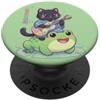 Cat-Frog-Design Gatto con chitarra su tartaruga giapponese grafica kawaii manga snack PopSockets PopGrip Adesivo