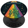 Extraterrestrial Flying Saucer Gifts Rainbow Beam UFO con tre rapimenti alieni UFO alieni verdi PopSockets PopGrip Adesivo
