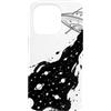 Extraterrestrial Flying Saucer Gifts Custodia per iPhone 15 Pro Bianco Nero UFO Cosmic Space Ink Alien