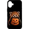 Halloween Red Panda Jackolantern Pumpkin Custodia per iPhone 16 Plus Red Panda Halloween Spaventoso Jack O Lanterna Viso Zucca