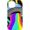 Extraterrestrial Flying Saucer Gifts Custodia per iPhone 15 Hippie alieno cosmico UFO Rainbow Beam