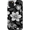 Floral Silver Flower Gifts Custodia per iPhone 11 Pro Max Nero & Bianco Argento Motivo Floreale Design Fiore