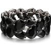 EVER FAITH Braccialetto elastico in cristallo austriaco Art Deco elegante goccia vintage braccialetto da donna in argento trasparente, Cristallo, Senza Gemstone