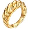 Uloveido Y1237 - Anello da donna a forma di croissant, placcato oro 18 carati, impilabile, stile minimalista, L1/2 (51.9mm), Acciaio inossidabile placcato oro