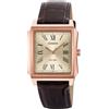 Casio Orologio analogico MTP-B190RGL-9B, cassa quadrata in oro rosa, cinturino in pelle marrone, numeri romani, resistente all'acqua fino a 50 m