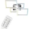 BRILONER - Plafoniera LED soffitto, Lampadario LED, Lampada led, Telecomando, Controllo Temperatura Colore, Funzione Luce Notturna e Timer, Alluminio Cromato, 38 W, 4.000 lm, 750x467x75mm (LxWxH)