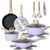 JUST PERFECTO HOUSEHOLD APPLIANCES Just Perfecto - Set di pentole effetto granito da 13 pezzi - Adatto a tutti i piani cottura, incluso l'induzione - Coperchi in vetro con sfiato per il vapore - Manici ergonomici - Viola