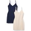 Amazon Essentials Abito Sottoveste A Strati In Cotone Slim Fit Donna, Pacco da 2