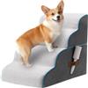 Kohentact Scaletta per Cani e Rampa per Letto Alto e Divano, 33-61 cm Scala Rimovibile per Cani Piccoli e Medi, Schiuma 40D Robusta, Antiscivolo, Rivestimento Lavabile con Rullo Levapelucchi, Grigio