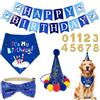 YinnFeen 5 Pezzi Decorazioni per Compleanno Cane, Blu Bandana per Cani e Papillon, Cappellino di Compleanno per Cane con Numeri Brillanti e Banner per Cani Piccoli e Gatti