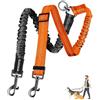HAPZUR Guinzaglio Doppio per Cani Retrattile - Estensibile Anti-Groviglio con Moschettoni 360° e Cuciture Riflettenti - Tracolla Ammortizzata Anti-Strappo, Nero e Arancione