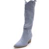 MISSCAI Stivali Cowboy Donna al Ginocchio con Ricami Western Zip Laterale | Stivaletti texani a punta affusolata, tomaia in pelle scamosciata sintetica, tacco a blocco 6 cm, pull on e cerniera
