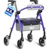 VOCIC Deambulatore pieghevole e leggero con seduta, 6,3 kg ultraleggero | Deambulatore per anziani, max 150 kg, sedile ergonomico, altezza regolabile, walker stretto per casa & viaggi, viola