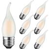 MAYCOLOR Lampadina E27 Candela Fiamma 4W Equivalenti 40W, 400Lumen, Bianca Calda 2700K, LED E27 Candela per Lampadari di Cristallo e Illuminazione Decorativa, Vetro Opaco, 6 Pezzi
