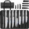 MOSFiATA Set di 10 Coltelli da Cucina in Acciaio Inox per Esterno con Custodia, Coltelli da Chef Affilati, Fodere per Lame, Asta per Affilare, Borsa da Trasporto per Campeggio e Viaggio