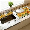 CONCHLERY 3 pezzi 2 dimensioni lavello cucina splash guard rubinetto tappetino plaid girasoli modello rubinetto tappetino per lavelli assorbente asciugatura tappetino per cucina bagno