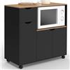 IDMarket - Credenza COSI XXL per microonde con cassetto in legno nero e ripiani in faggio L.90 cm