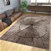 TT Home Pregiato tappeto di design per soggiorno, effetto tronco d'albero, naturale, in grigio, marrone e beige, Dimensione:80x150 cm