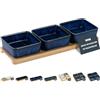 VETIN Set di ciotole per salse in ceramica con tagliere in legno, piatti per snack (sfumatura di blu, set da 3)