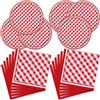 Frerand Set di 40 forniture per feste di compleanno a quadretti rossi e bianchi con 20 piatti, 20 tovaglioli per decorazioni per feste a quadretti rossi e bianchi