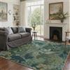 BEIMO Tappeto Botanico 160x230 cm Foglie Verdi Soggiorno Moderno | Tappeto botanico con foglie verdi e felci su fondo azzurro, pelo corto, antiscivolo, lavabile, perfetto soggiorno.