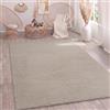 Paco Home Tappeto Soggiorno Camera-Da-Letto Pelo-Alto Scandinavo Boho Stile Geometrico Astratto Tinta-Unita Soffice 3D - 120x160 cm Beige