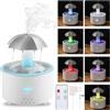 WIYETY Umidificatore dell'ombrello: 300 ml Umidificatore rotante con telecomando, 7 colori LED aromaterapia diffusore umidificatore a goccia per camera da letto e soggiorno