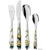 WMF Set posate bimbo Minions, 4 pezzi, posate colorate, acciaio inox 18/10
