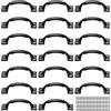 TIANLIN Set 20 Maniglie Mobili Ferro Nero, Interasse 58 mm | Set 20 Maniglie a D in Ferro Nero Liscio, 72x20 mm, Interasse 58 mm, 80 Viti Incluse. Per Mobili Cucina, Cassetti, Armadi