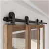 BONIKLUBA 8FT/244CM Binario per Porta Scorrevole per Bypass Doppie Porte Facile da Installare, Nero Forma T