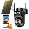 Calike 4K Telecamera Wi-Fi Esterno Senza Fili con Pannello Solare,8MP Doppio Obiettivo Videocamera Sorveglianza WiFi,Visione Notturna a Colori,Audio Bidirezionale,Rilevamento Umano PIR,IP66