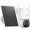 SANNCE 4MP PT Telecamera WiFi Esterno Senza Fili con Pannello Solare | Pan 270°/Tilt 90°, Wi-Fi 6, Batteria 8000mAh, Rilevamento PIR/Umana, Color-Night, Audio a 2 Vie, IP65, Alexa