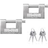 KAWAHA Lucchetto a forma di D in acciaio inox 71/80-2PS con chiavi in acciaio inossidabile per porta del garage, contenitori, capannoni, armadietti e magazzini (8,8 cm, con chiave uguale - 2 pezzi)