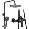 KeeGone Sistema doccia con rubinetto - Soffione a pioggia con rubinetto (26 cm) e doccetta tripla - Set doccia completo