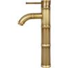 NIUKOMY Rubinetto Bambù Alto Lavabo in Ottone Anticato | Retrò miscelatore monocomando bagno lavello, ottone spazzolato, acqua calda e fredda, per bagno, cortile, hotel, rustico