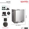 spirella Cestino della spazzatura Sistema di raccolta differenziata dei rifiuti Raccolta differenziata con coperchio 40 L (2x20 litri) con secchio interno Grande contenitore per rifiuti Cestino della spazzatura Cestino a pedale Acciaio inossidabile Grigio