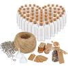 com-four® 60x Fialette in vetro da 10 ml con tappo, set di accessori per etichettatura e sospensione, per matrimonio o compleanno, per tè, spezie, semi, erbe