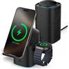 Spigen Essential EF223MS, caricabatterie wireless 3-in-1 compatibile con la tecnologia QI2 - Colore: nero