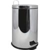 MSV, cestino per rifiuti in acciaio inox, pedale, per spazi ridotti, coperchio con chiusura ammortizzata, con sacchetto interno, rotondo, 20 litri, specchio